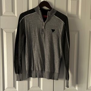 Gray Guess Quarter Zip Sweater